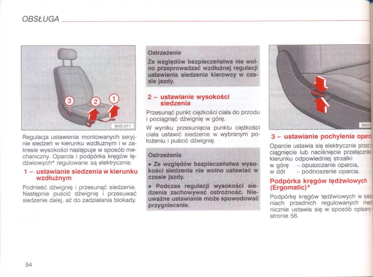 Audi A8 D2 instrukcja obslugi / page 54