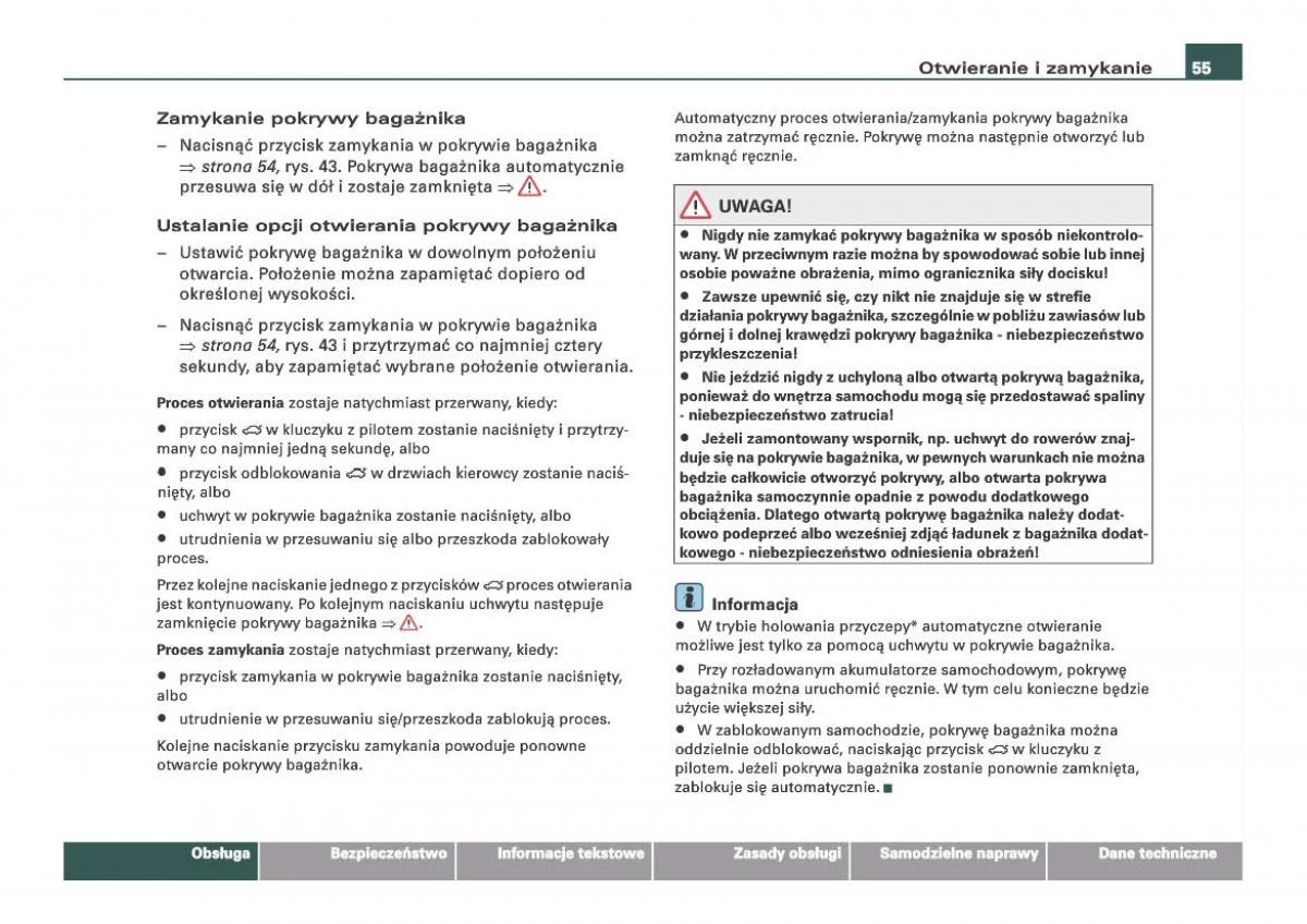 Audi Q7 I 1 instrukcja obslugi / page 55