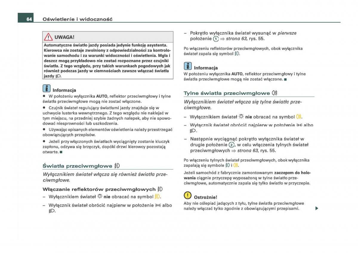 Audi Q7 I 1 instrukcja obslugi / page 64