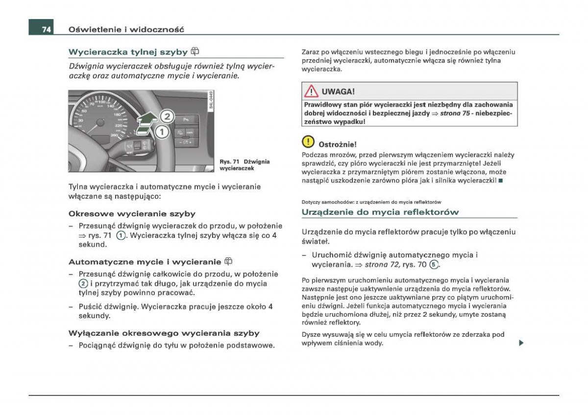 Audi Q7 I 1 instrukcja obslugi / page 74