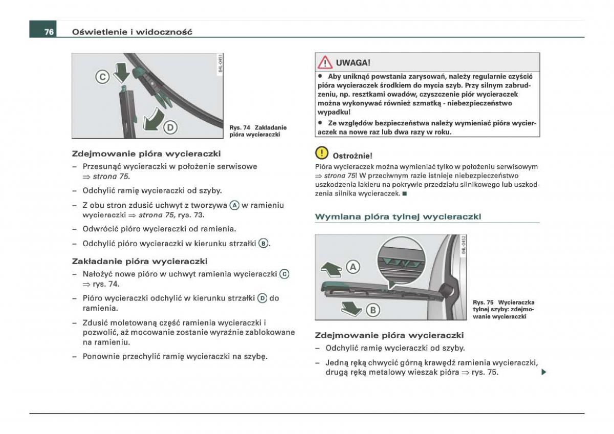 Audi Q7 I 1 instrukcja obslugi / page 76