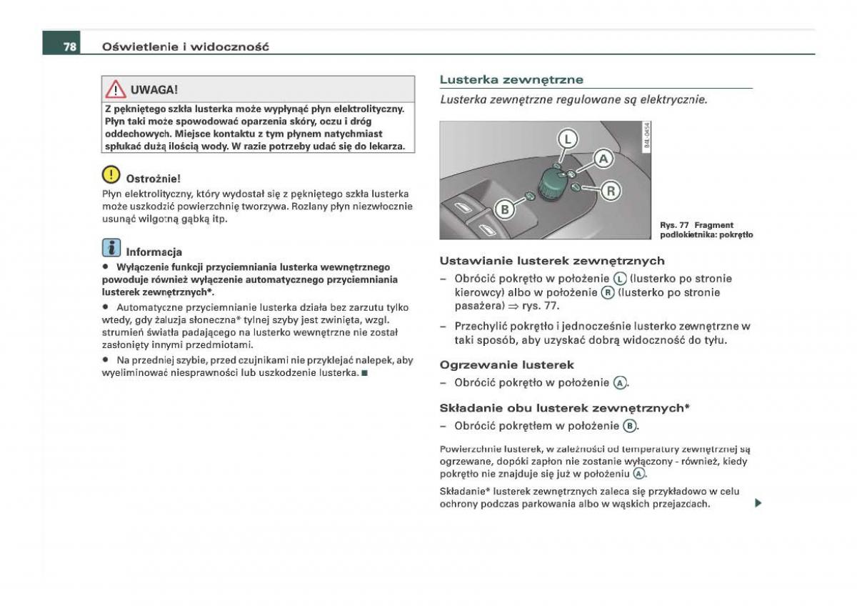 Audi Q7 I 1 instrukcja obslugi / page 78