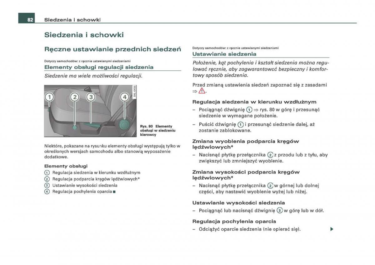 Audi Q7 I 1 instrukcja obslugi / page 82