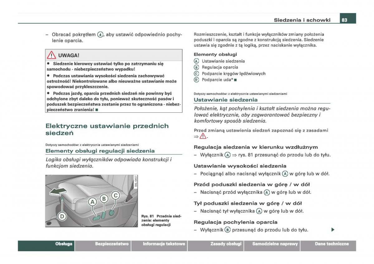 Audi Q7 I 1 instrukcja obslugi / page 83