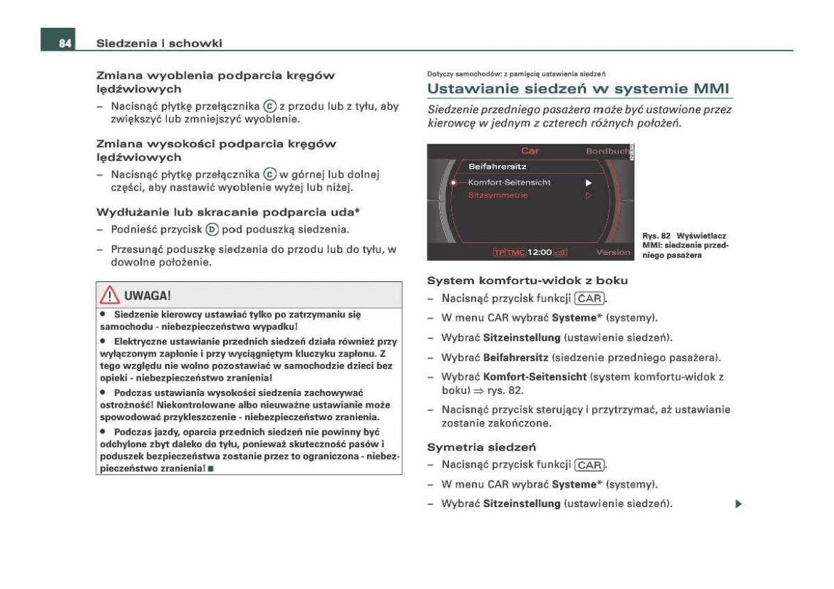 Audi Q7 I 1 instrukcja obslugi / page 84