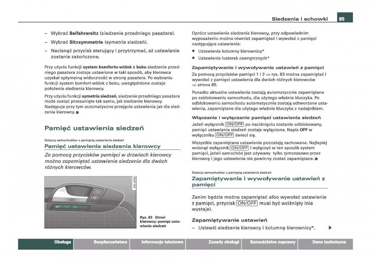 Audi Q7 I 1 instrukcja obslugi / page 85