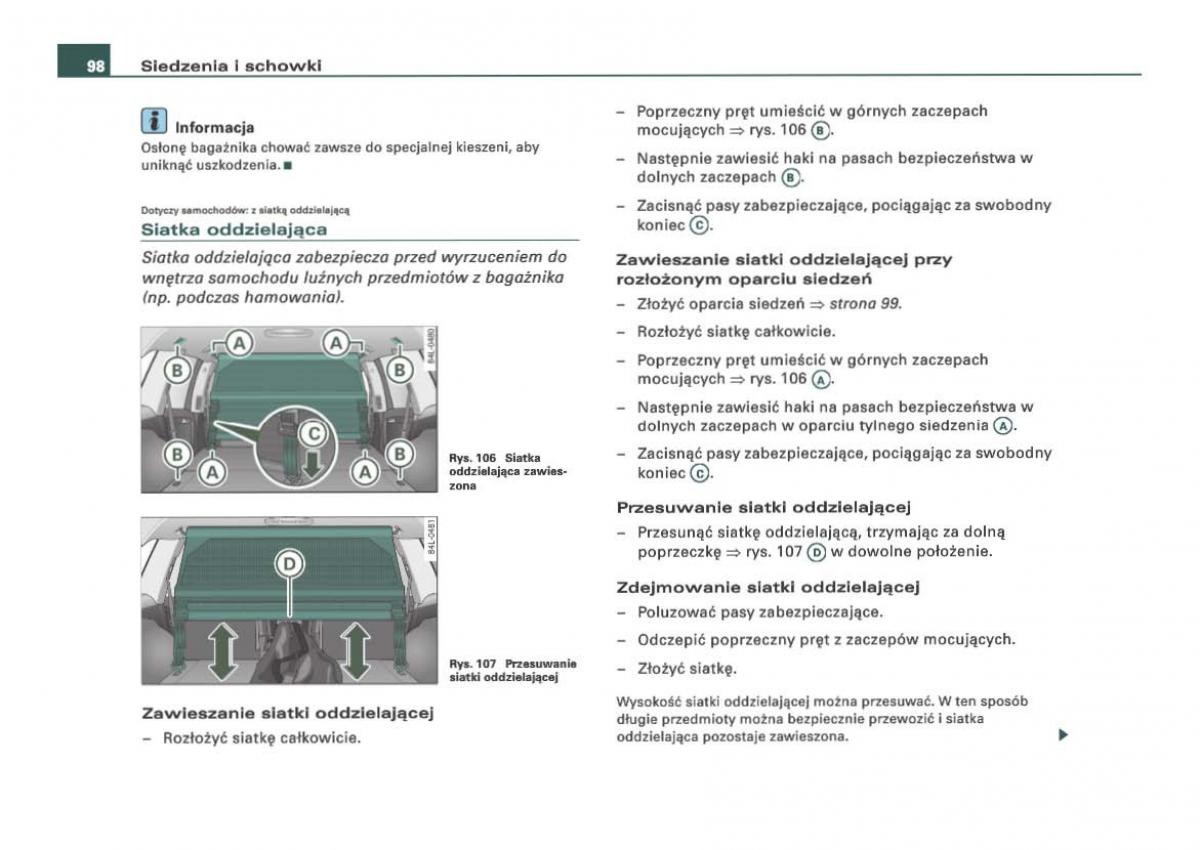 Audi Q7 I 1 instrukcja obslugi / page 98