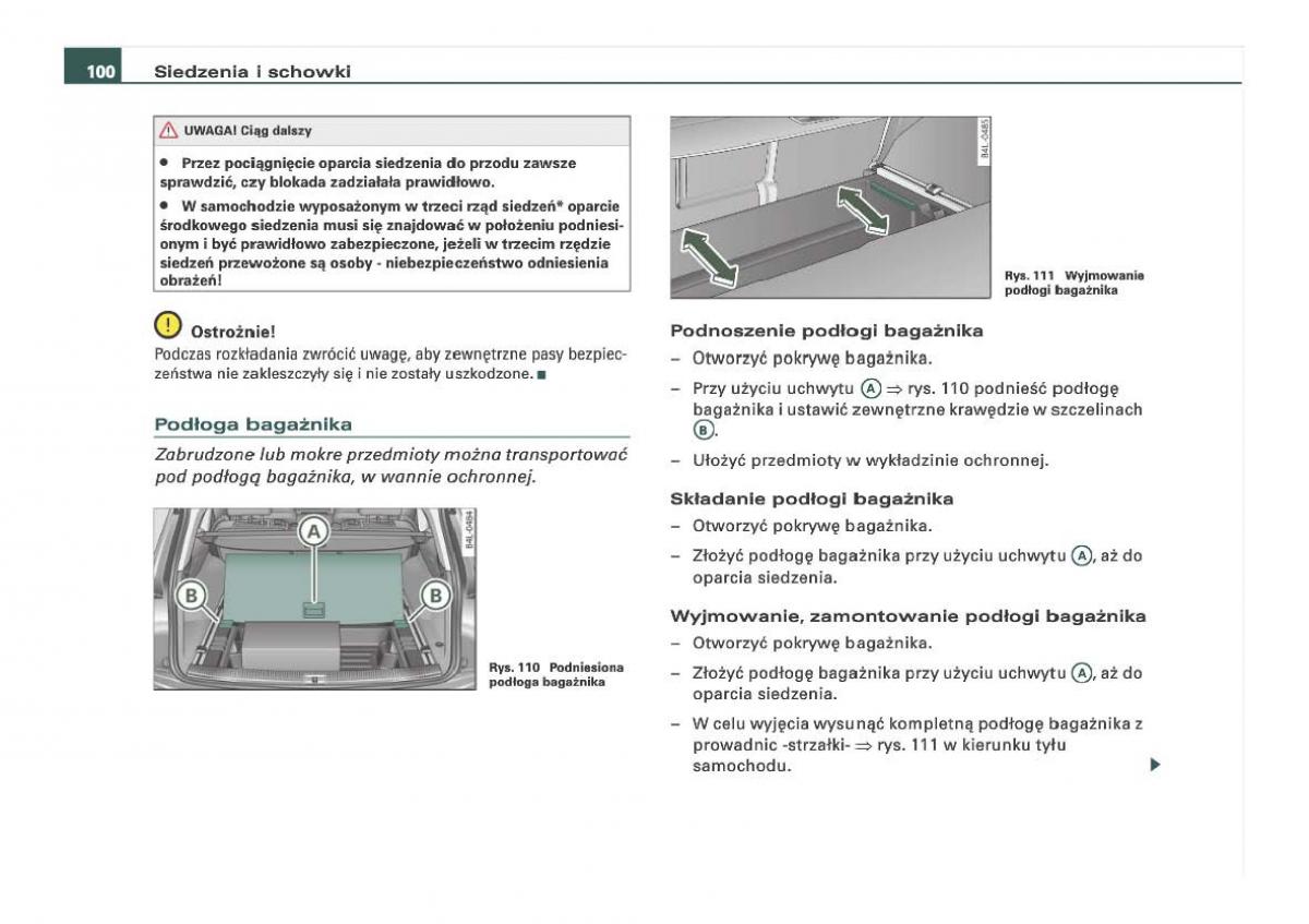 Audi Q7 I 1 instrukcja obslugi / page 100