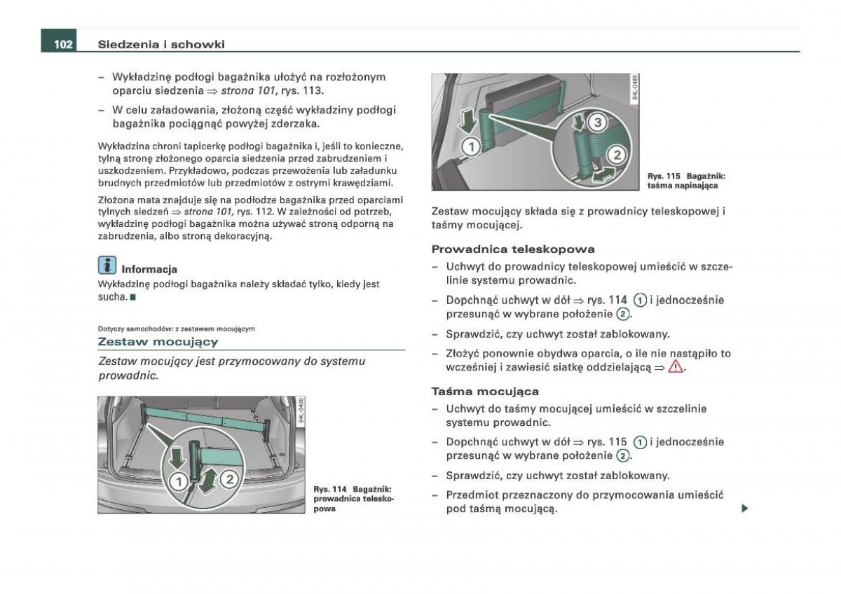 Audi Q7 I 1 instrukcja obslugi / page 102