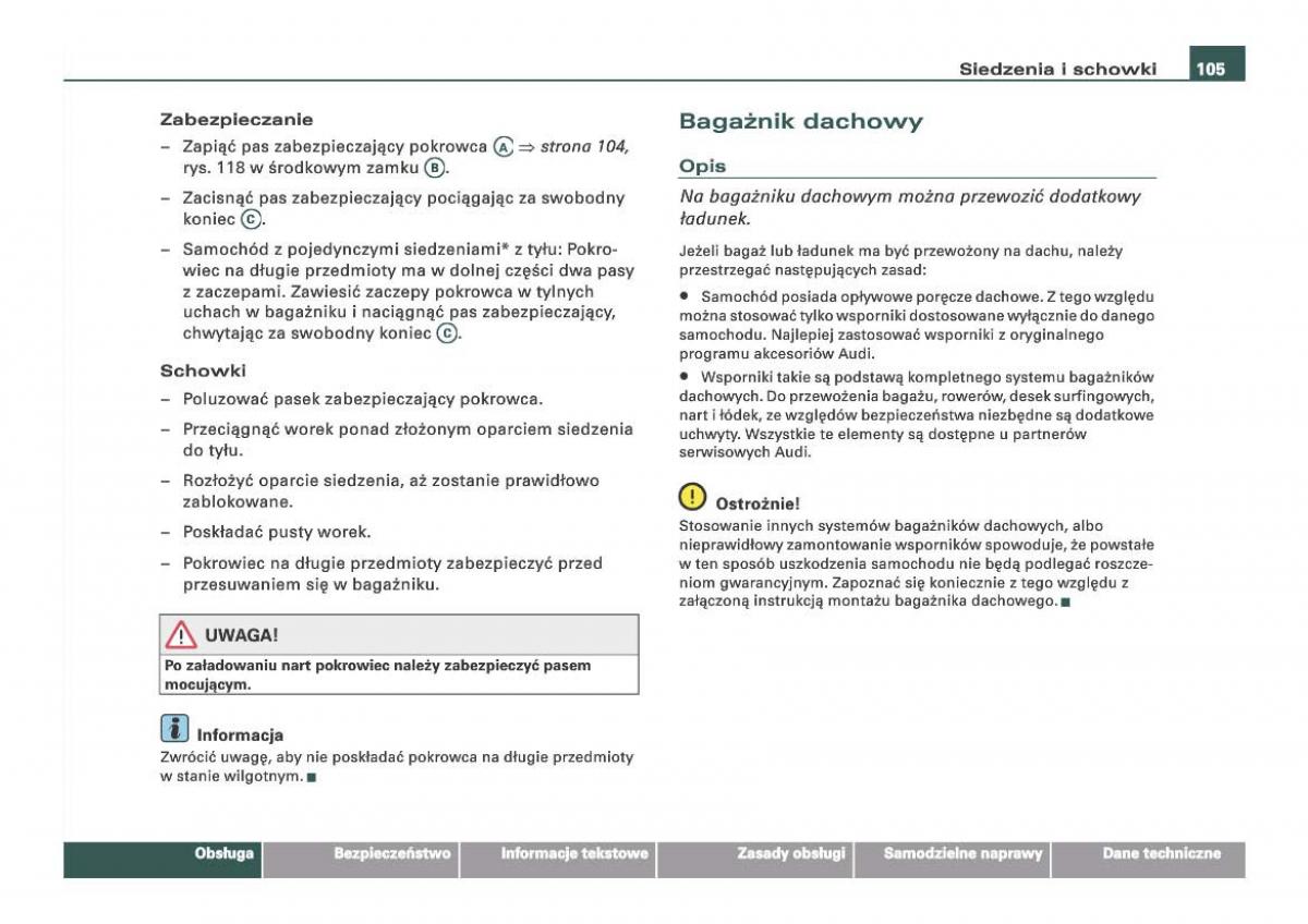 Audi Q7 I 1 instrukcja obslugi / page 105