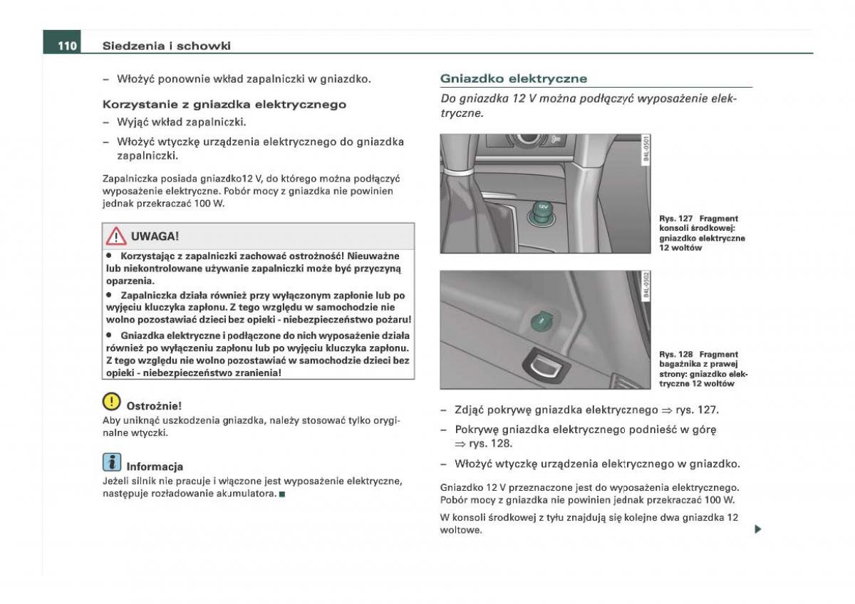 Audi Q7 I 1 instrukcja obslugi / page 110