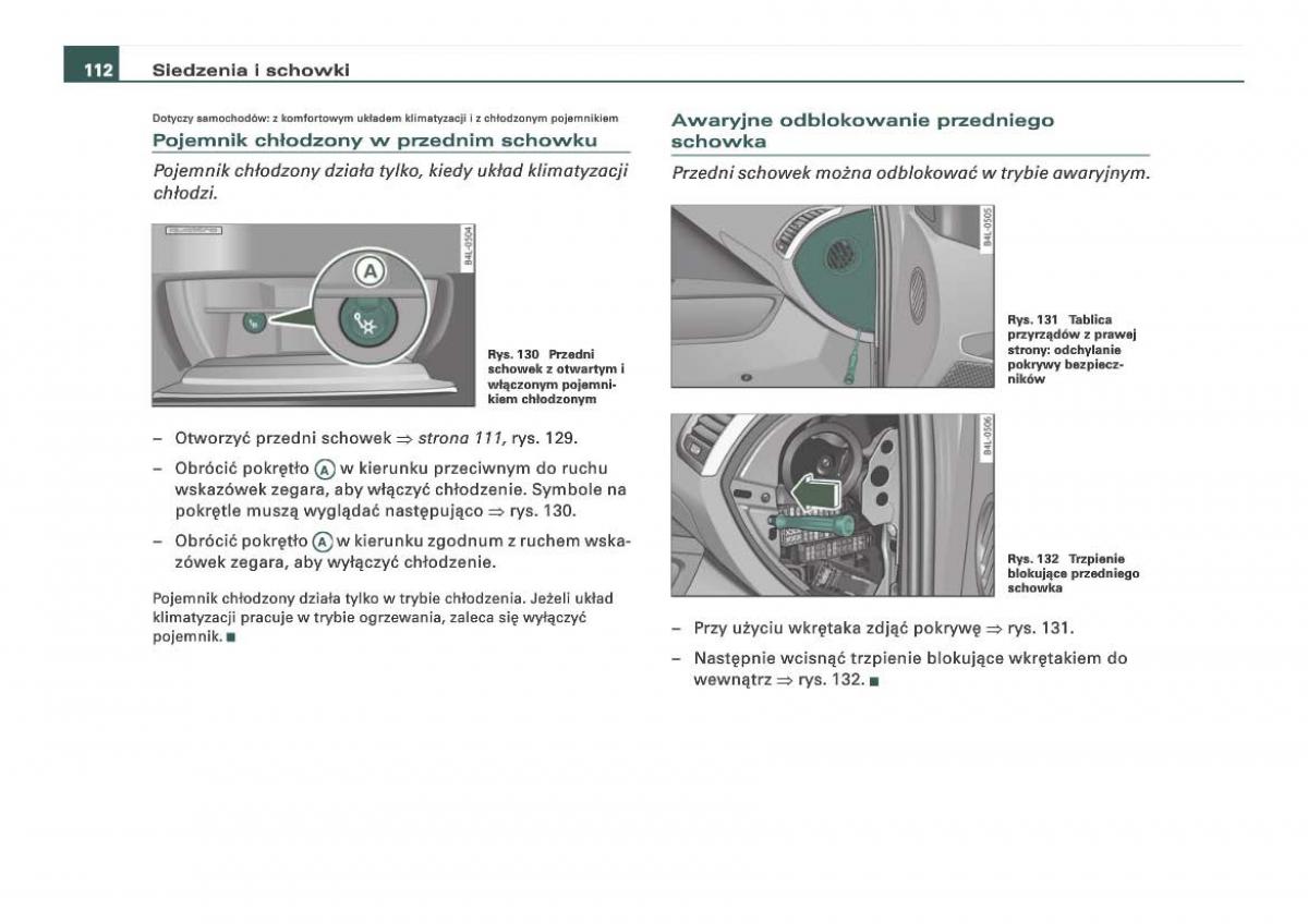 Audi Q7 I 1 instrukcja obslugi / page 112