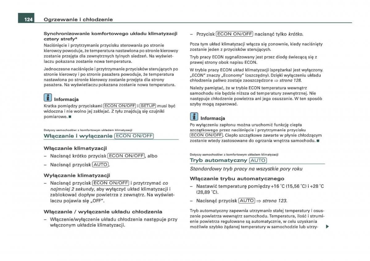 Audi Q7 I 1 instrukcja obslugi / page 124