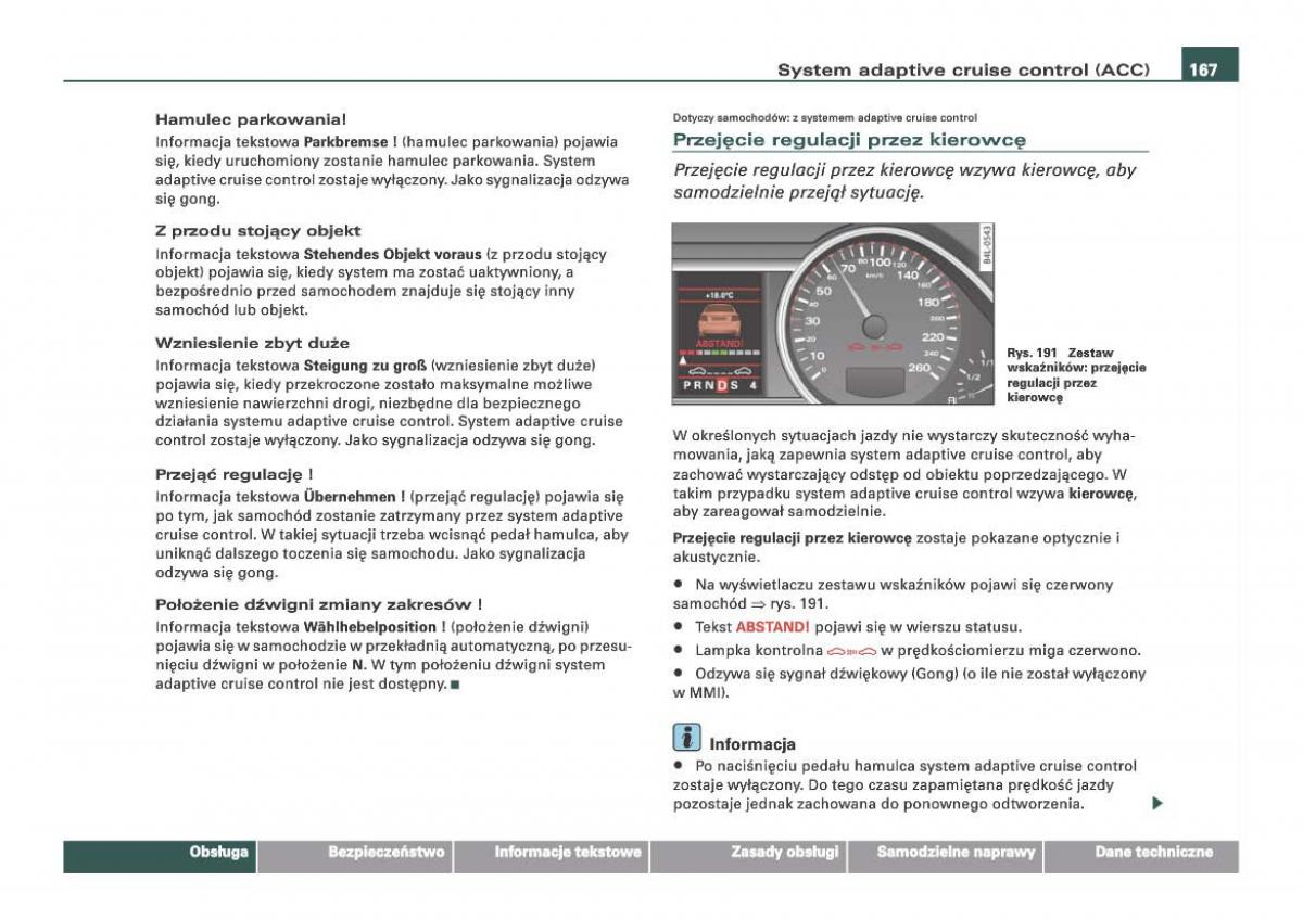 Audi Q7 I 1 instrukcja obslugi / page 167