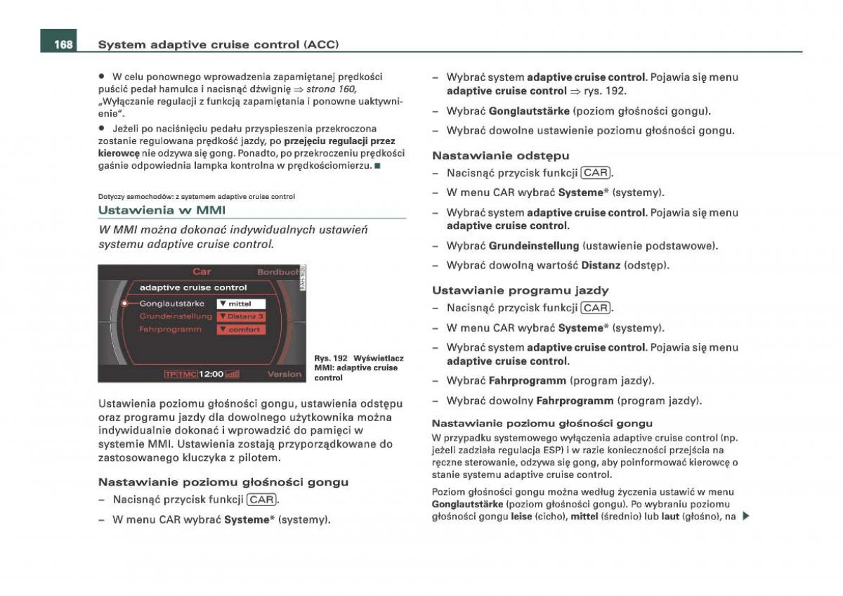 Audi Q7 I 1 instrukcja obslugi / page 168