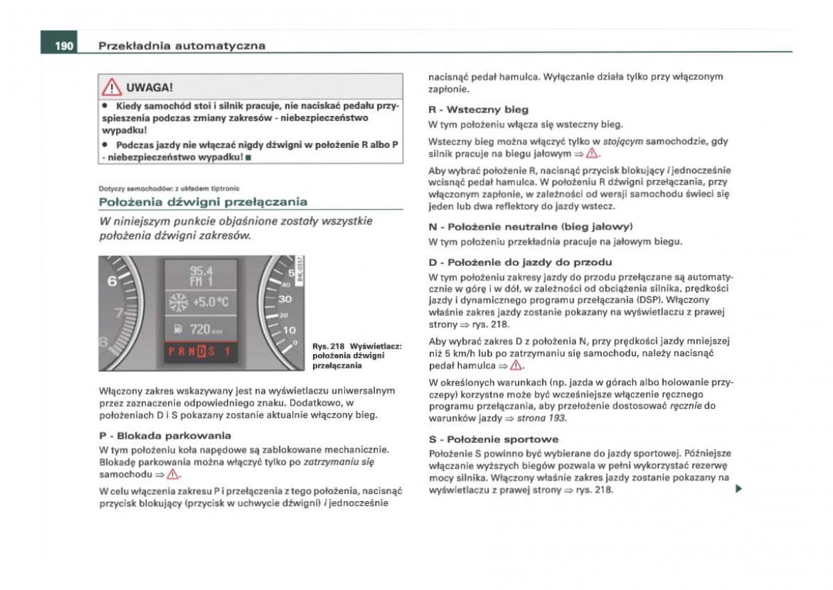 Audi Q7 I 1 instrukcja obslugi / page 190