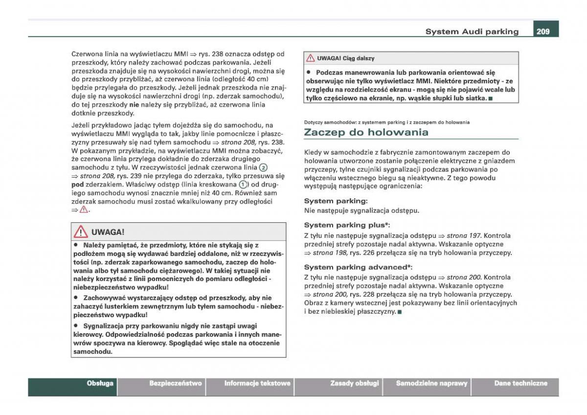 Audi Q7 I 1 instrukcja obslugi / page 209