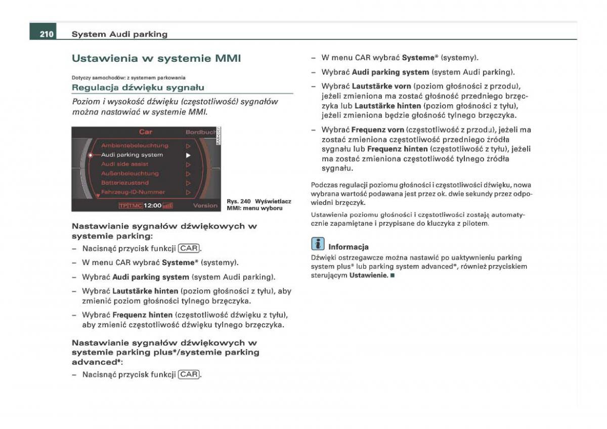 Audi Q7 I 1 instrukcja obslugi / page 210