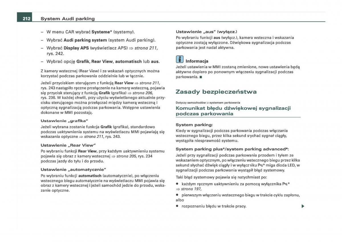 Audi Q7 I 1 instrukcja obslugi / page 212