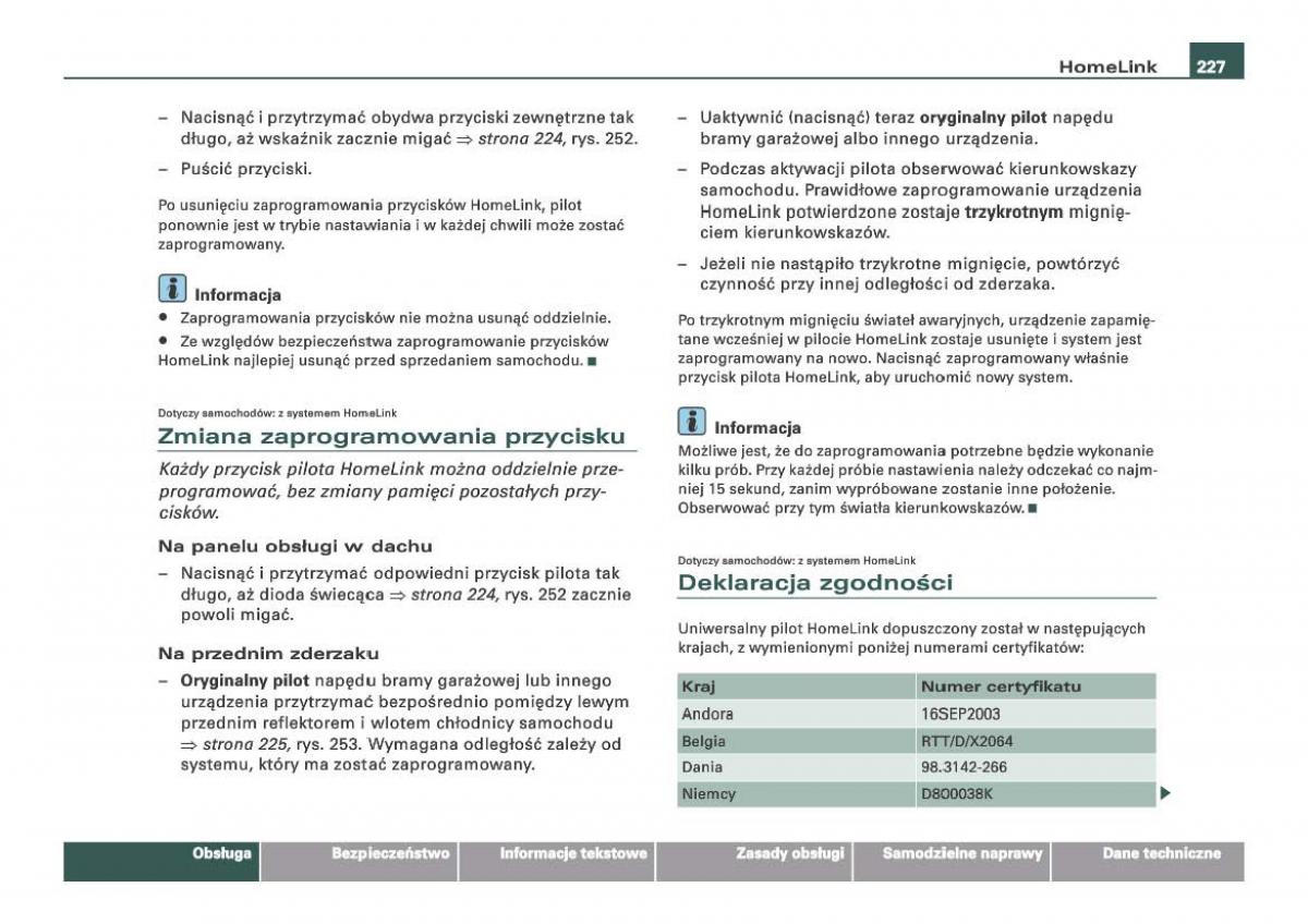 Audi Q7 I 1 instrukcja obslugi / page 227