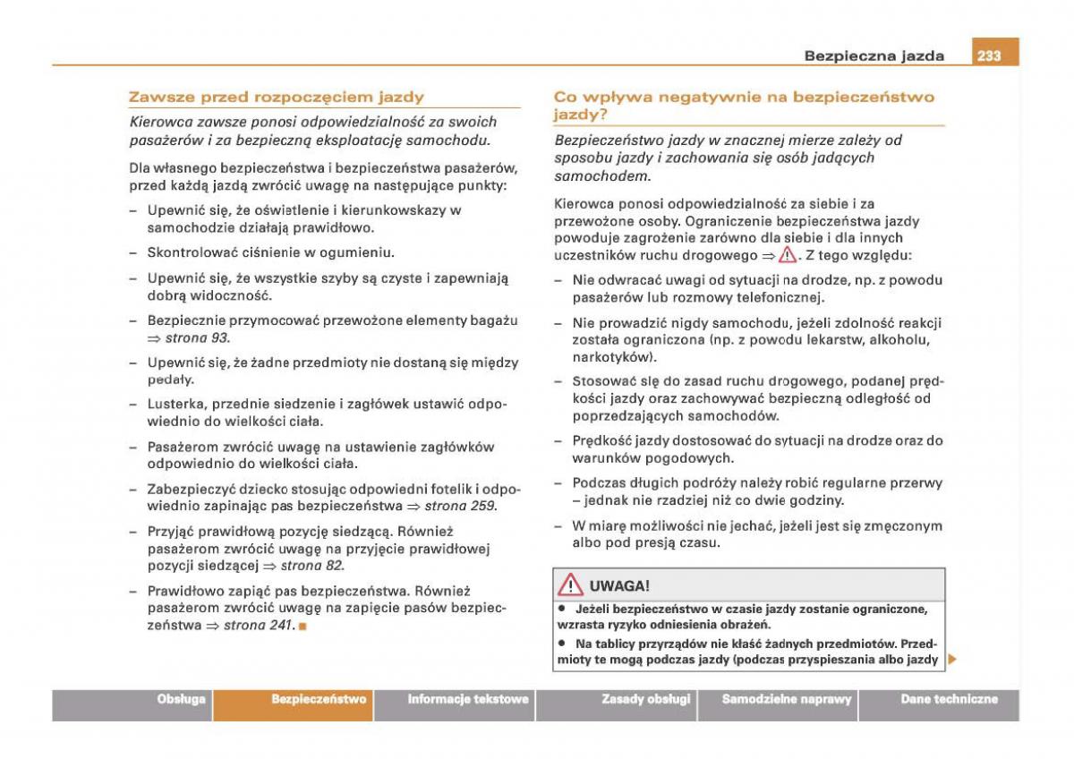 Audi Q7 I 1 instrukcja obslugi / page 232