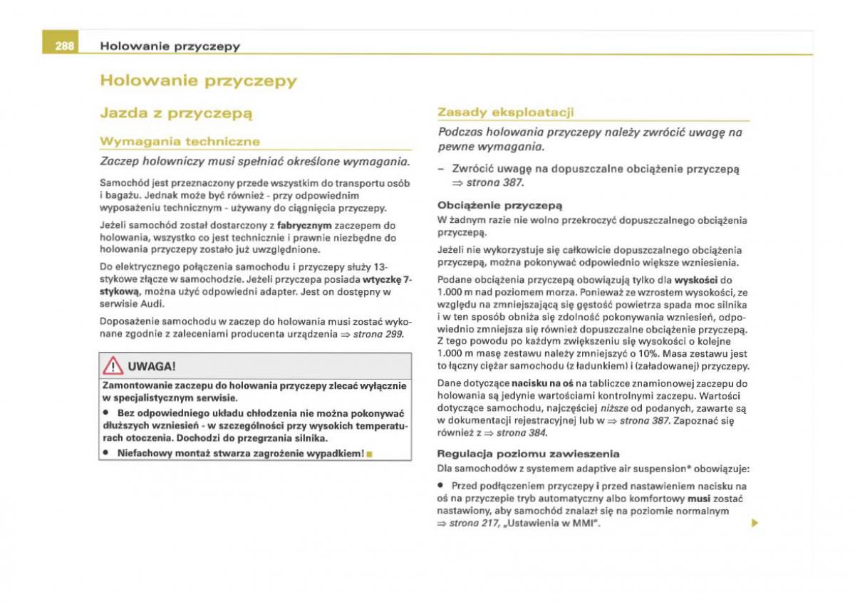 Audi Q7 I 1 instrukcja obslugi / page 286