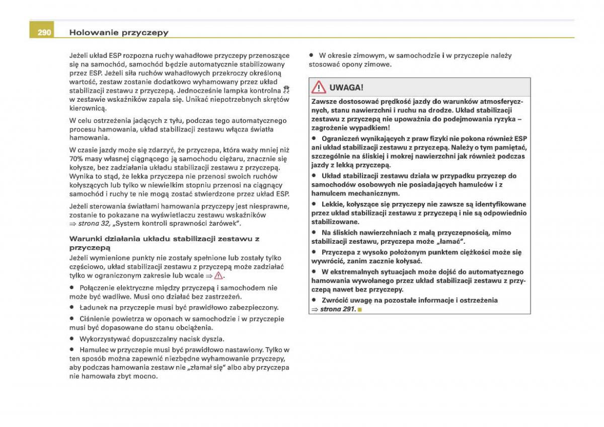 Audi Q7 I 1 instrukcja obslugi / page 288