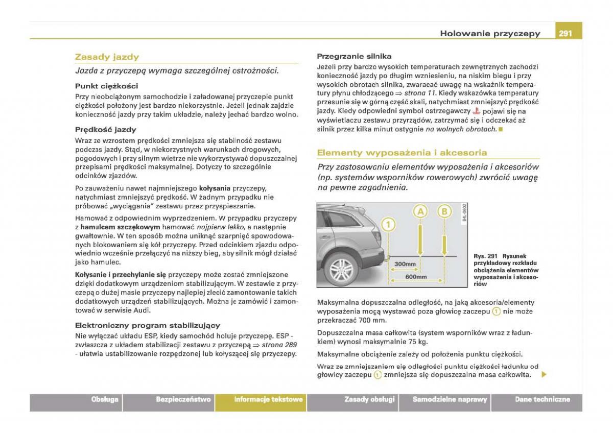 Audi Q7 I 1 instrukcja obslugi / page 289