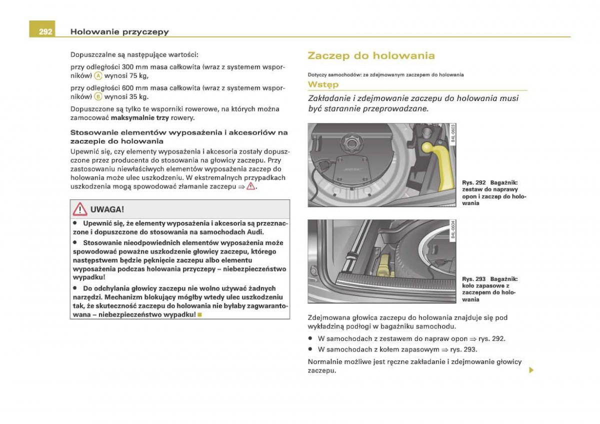 Audi Q7 I 1 instrukcja obslugi / page 290