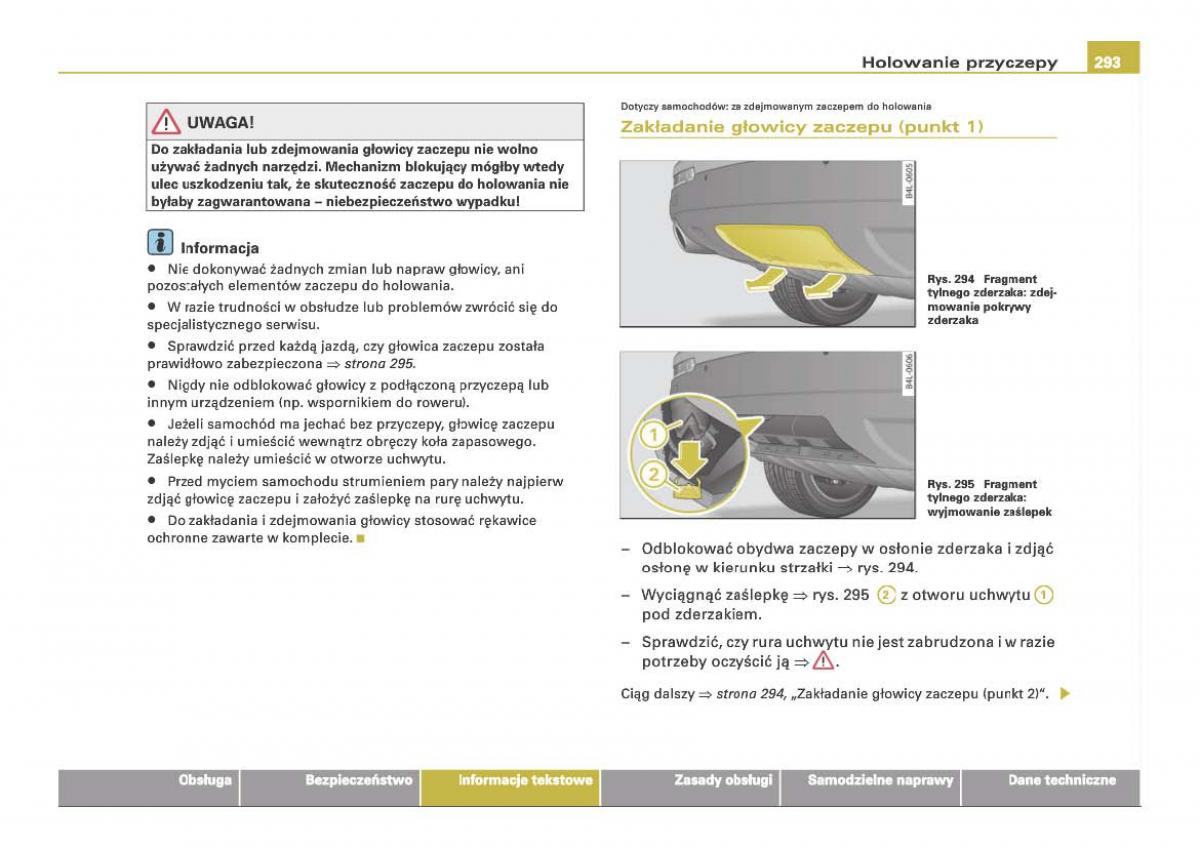 Audi Q7 I 1 instrukcja obslugi / page 291