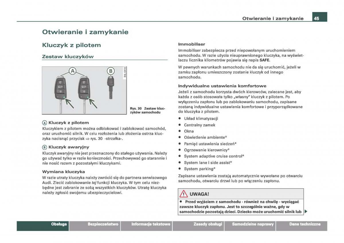 Audi Q7 I 1 instrukcja obslugi / page 45