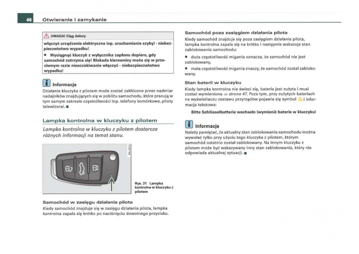 Audi Q7 I 1 instrukcja obslugi / page 46