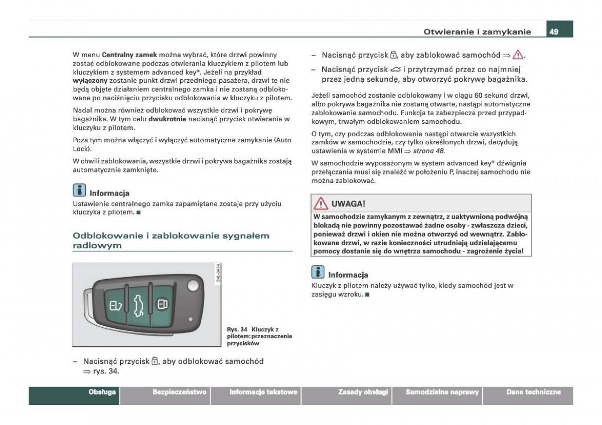 Audi Q7 I 1 instrukcja obslugi / page 49