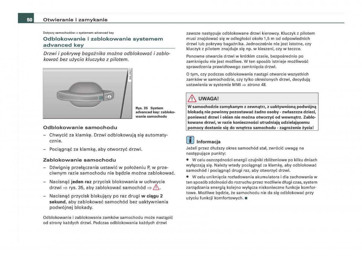 Audi Q7 I 1 instrukcja obslugi / page 50