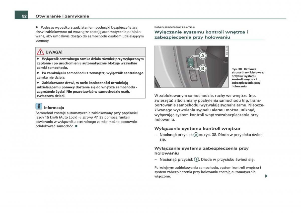 Audi Q7 I 1 instrukcja obslugi / page 52