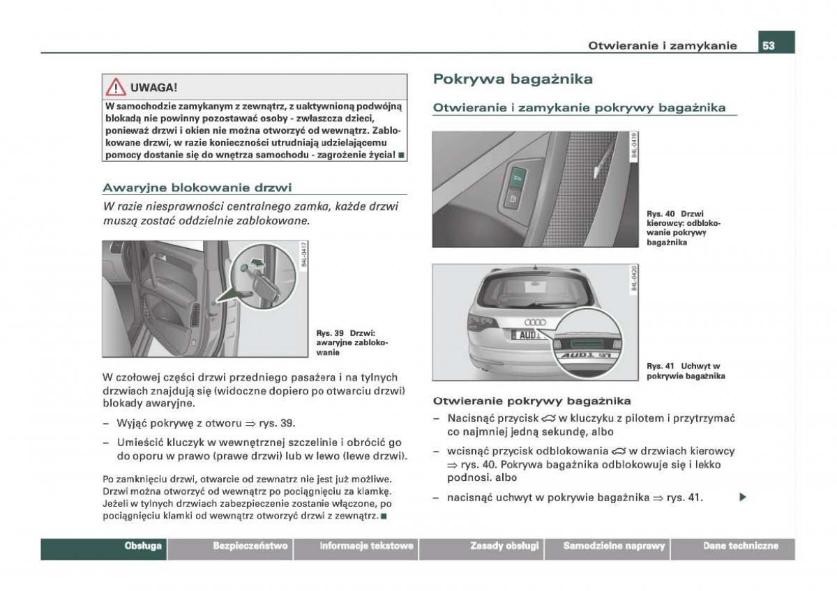 Audi Q7 I 1 instrukcja obslugi / page 53