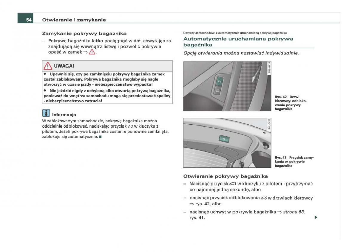 Audi Q7 I 1 instrukcja obslugi / page 54