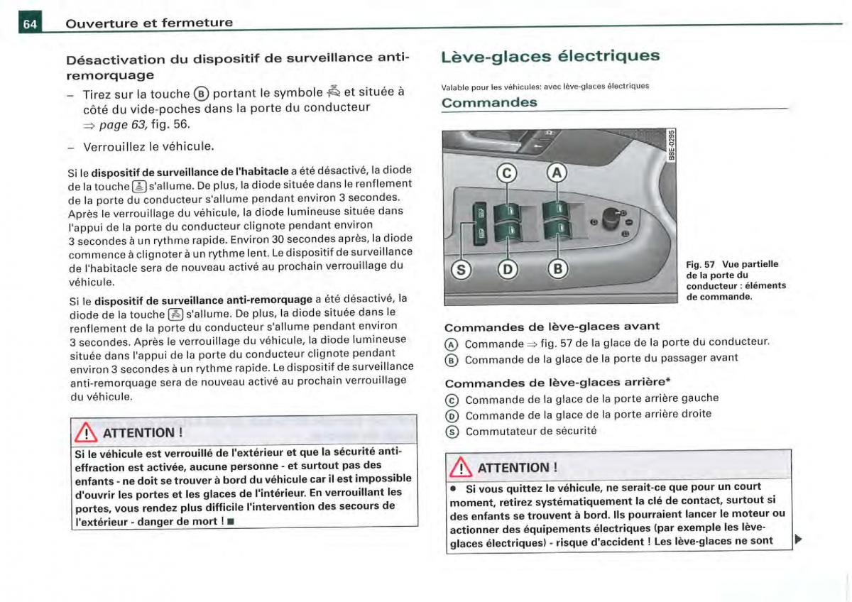 Audi A4 S4 B7 8F manuel du proprietaire / page 62