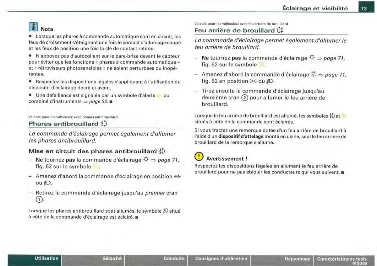 Audi A4 S4 B7 8F manuel du proprietaire / page 71