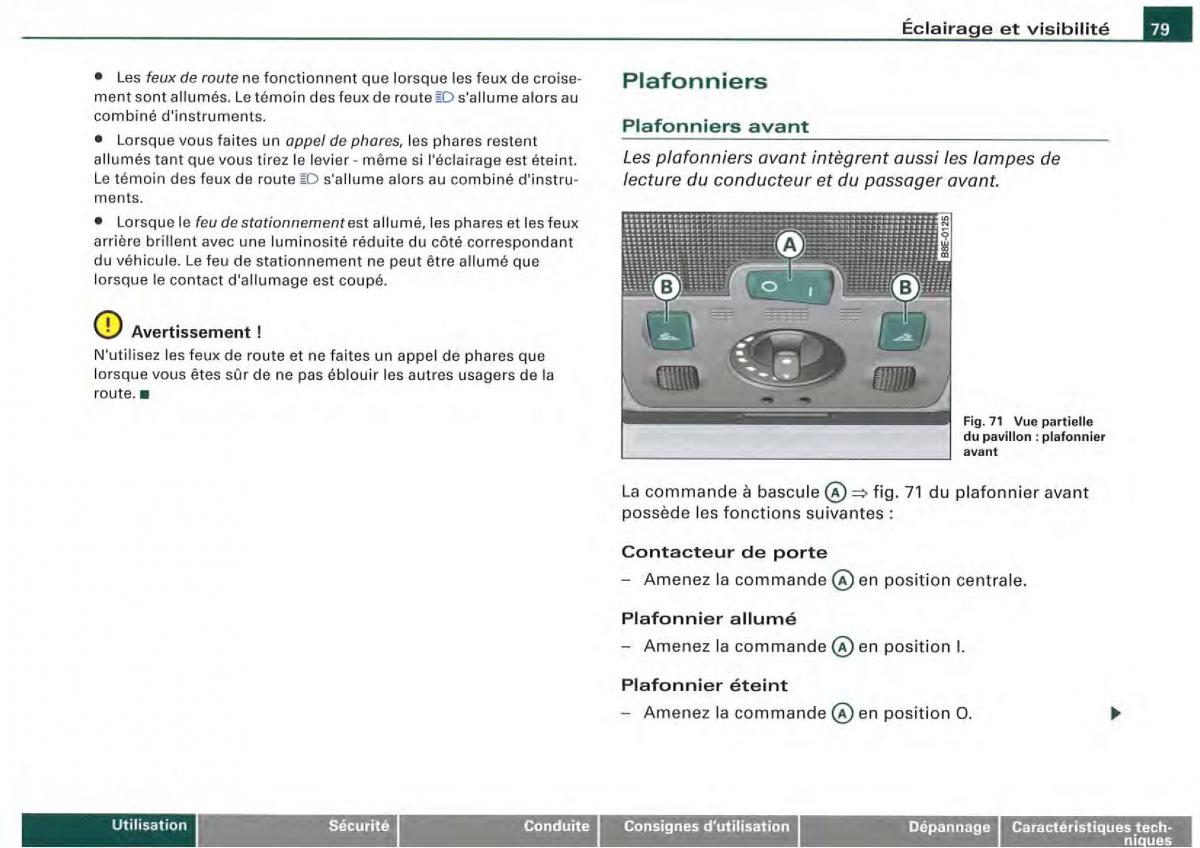 Audi A4 S4 B7 8F manuel du proprietaire / page 77