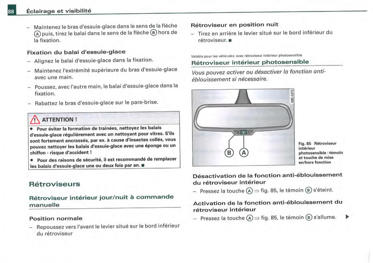 Audi A4 S4 B7 8F manuel du proprietaire / page 86