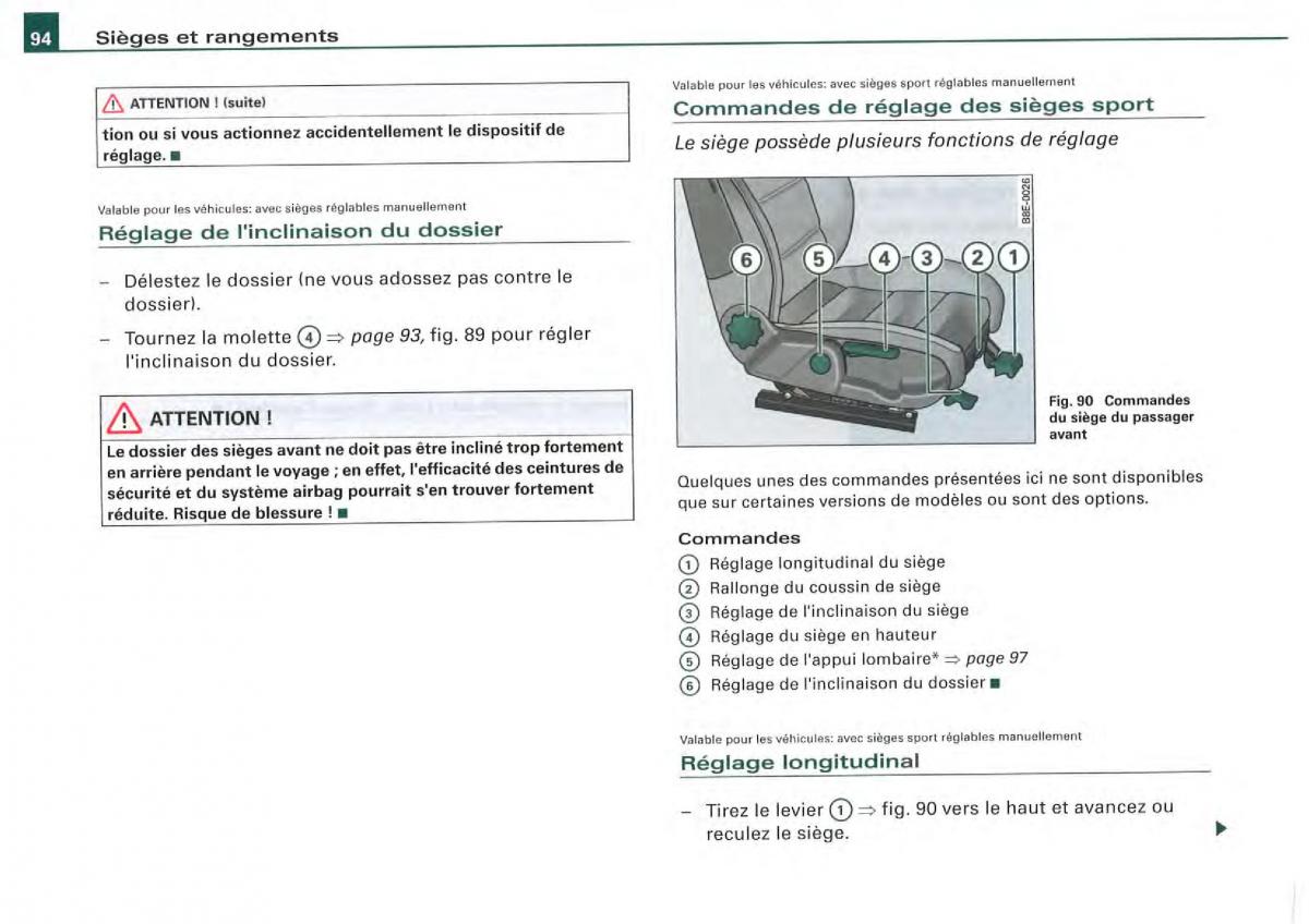 Audi A4 S4 B7 8F manuel du proprietaire / page 92