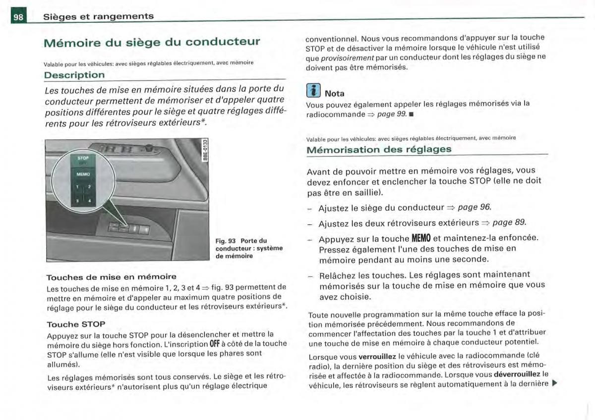 Audi A4 S4 B7 8F manuel du proprietaire / page 96