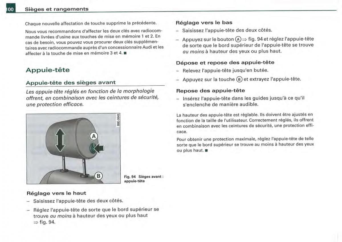 Audi A4 S4 B7 8F manuel du proprietaire / page 98