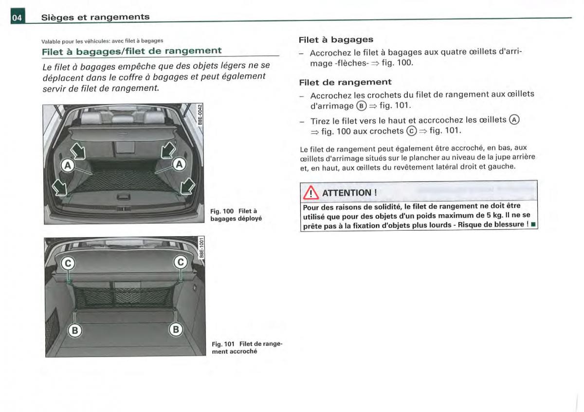 Audi A4 S4 B7 8F manuel du proprietaire / page 102