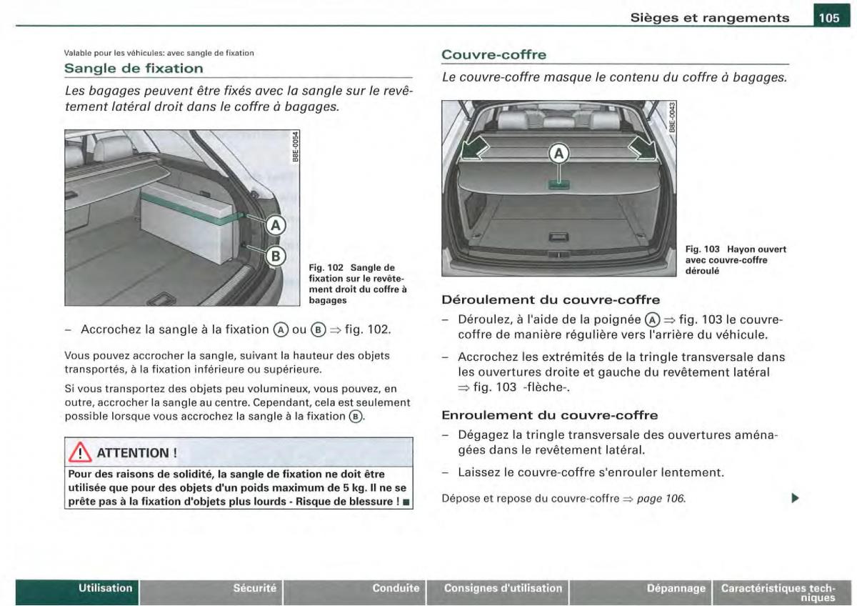 Audi A4 S4 B7 8F manuel du proprietaire / page 103