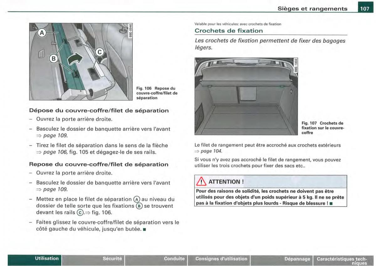 Audi A4 S4 B7 8F manuel du proprietaire / page 105