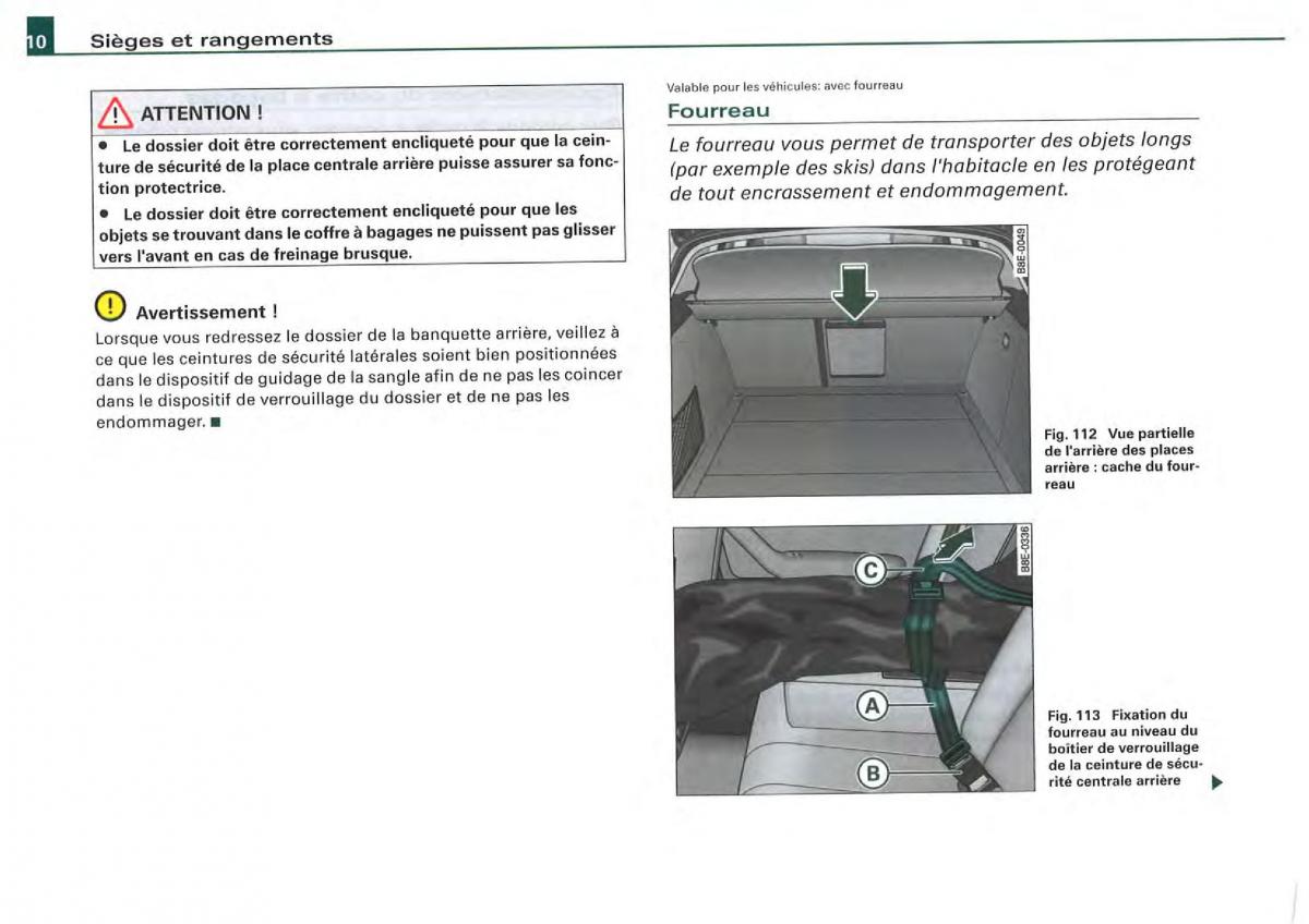 Audi A4 S4 B7 8F manuel du proprietaire / page 108