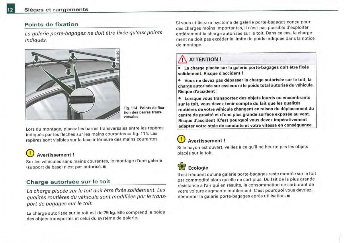 Audi A4 S4 B7 8F manuel du proprietaire / page 110