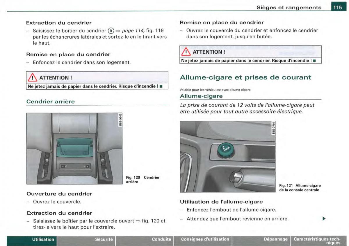 Audi A4 S4 B7 8F manuel du proprietaire / page 113